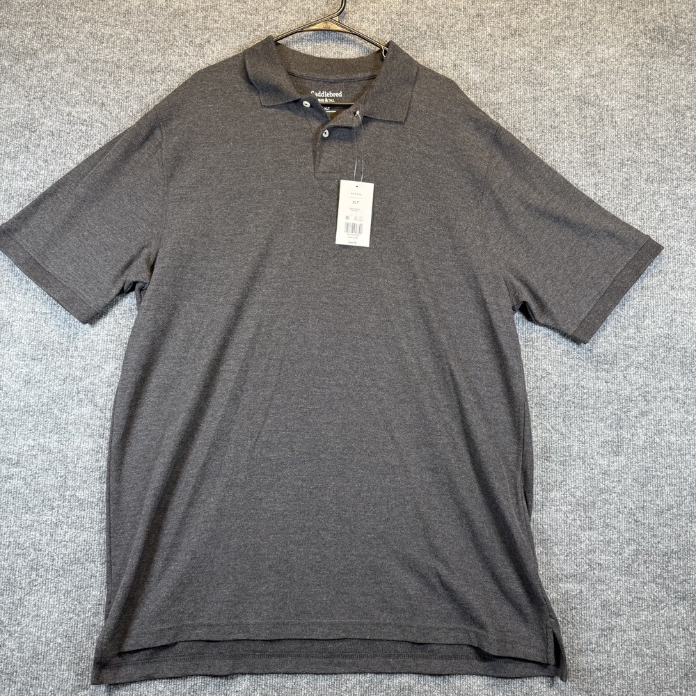 Saddlebred Polo Shirt Mens XLT Big & Tall True Black Collared Short Sleeve NWT!